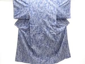 アンティーク　花模様織出し十日町紬着物